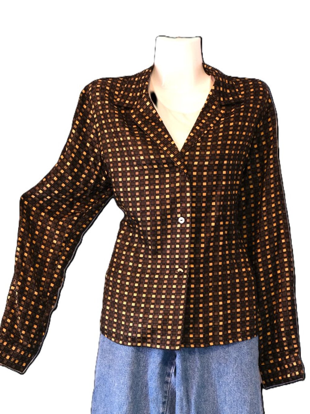 Vintage 90s Studio G NWT 100% Washable Silk Satin Blouse Medium